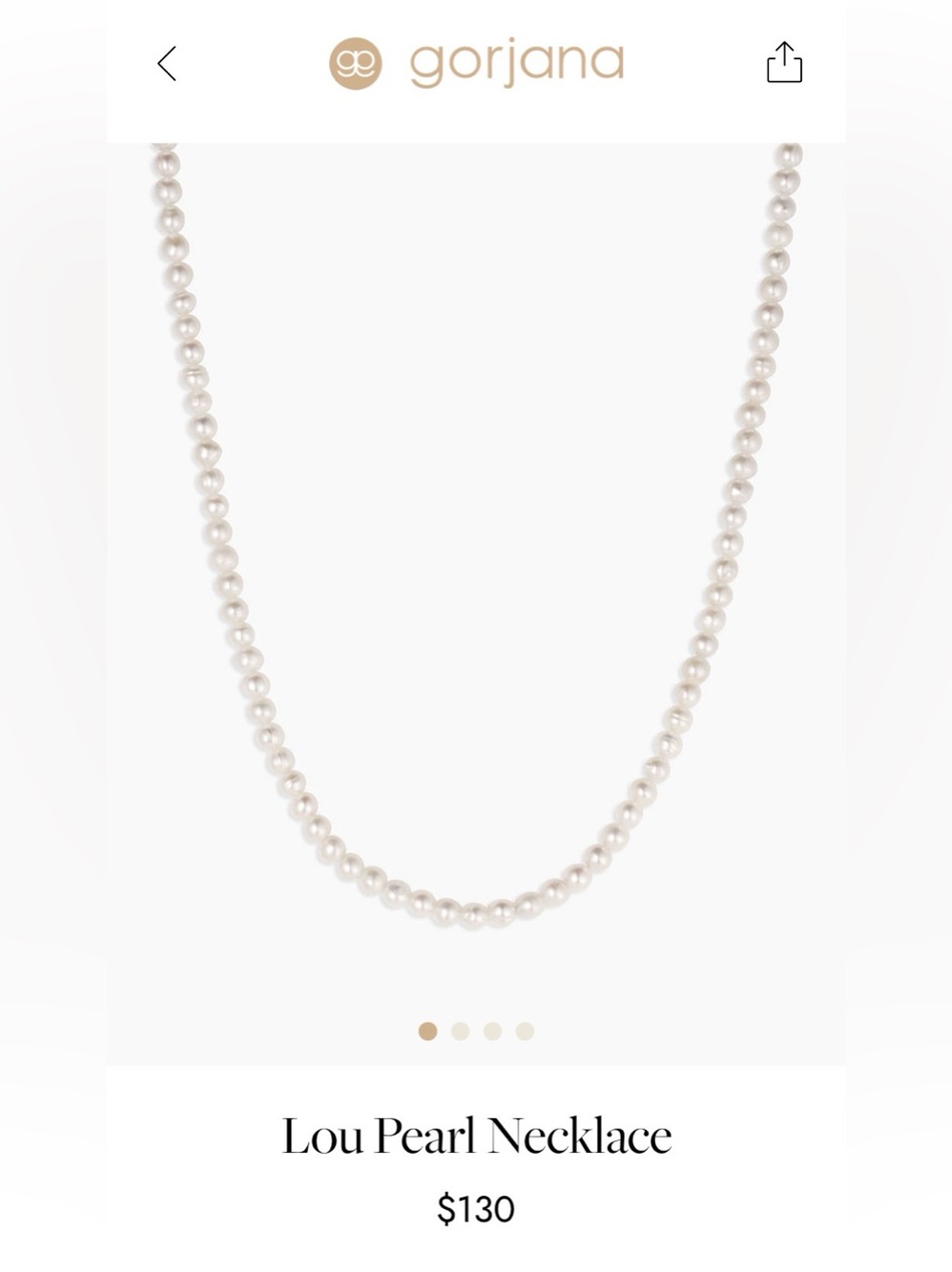 NWOT Gorjana Lou Pearl Necklace w/pink box